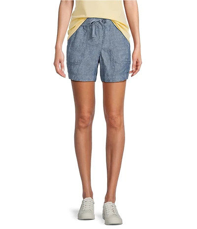 L.L.Bean Linen Mid-Rise Elastic Waistband Shorts
