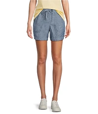 L.L.Bean Linen Mid-Rise Elastic Waistband Shorts