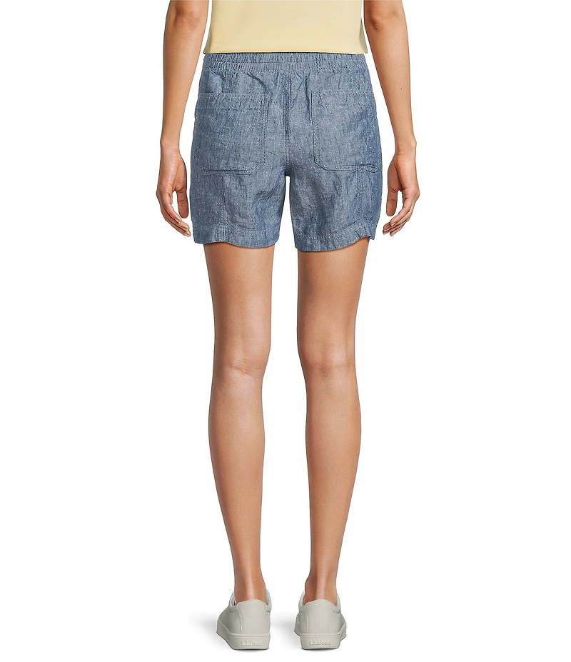 L.L.Bean Linen Mid-Rise Elastic Waistband Shorts