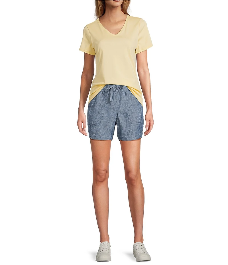 L.L.Bean Linen Mid-Rise Elastic Waistband Shorts