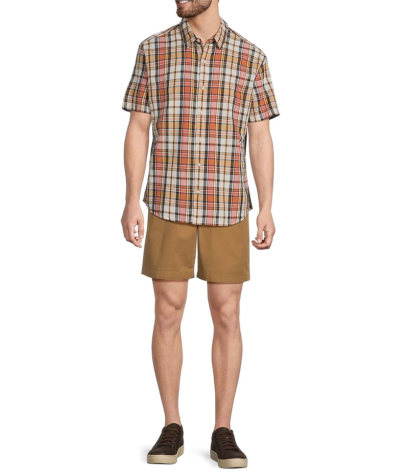 L.L.Bean Madras Mini Plaid Short Sleeve Woven Shirt
