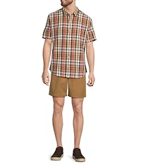 L.L.Bean Madras Mini Plaid Short Sleeve Woven Shirt