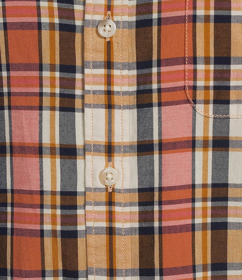 L.L.Bean Madras Mini Plaid Short Sleeve Woven Shirt