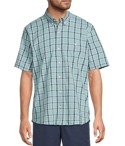 L.L.Bean Medium Plaid Comfort Stretch Short Sleeve Woven Shirt
