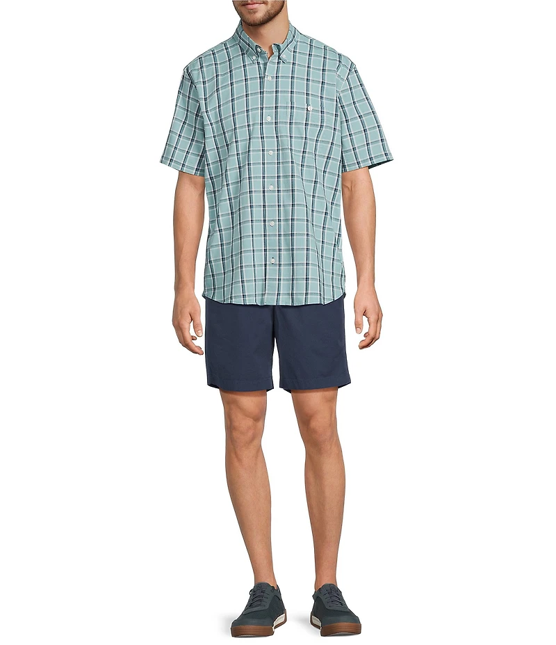 L.L.Bean Medium Plaid Comfort Stretch Short Sleeve Woven Shirt