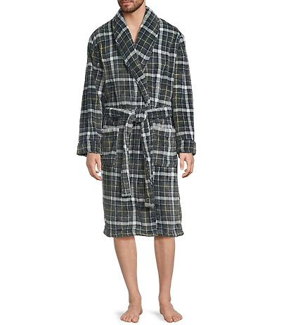 L.L.Bean Men's Wicked Plush Plaid Print Robe