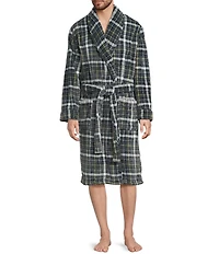 L.L.Bean Men's Wicked Plush Plaid Print Robe