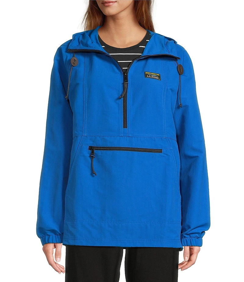 L.L.Bean Mountain Classic Anorak Stand Collar Long Sleeve Kangaroo Pocket Quarter-Zip Pullover Jacket