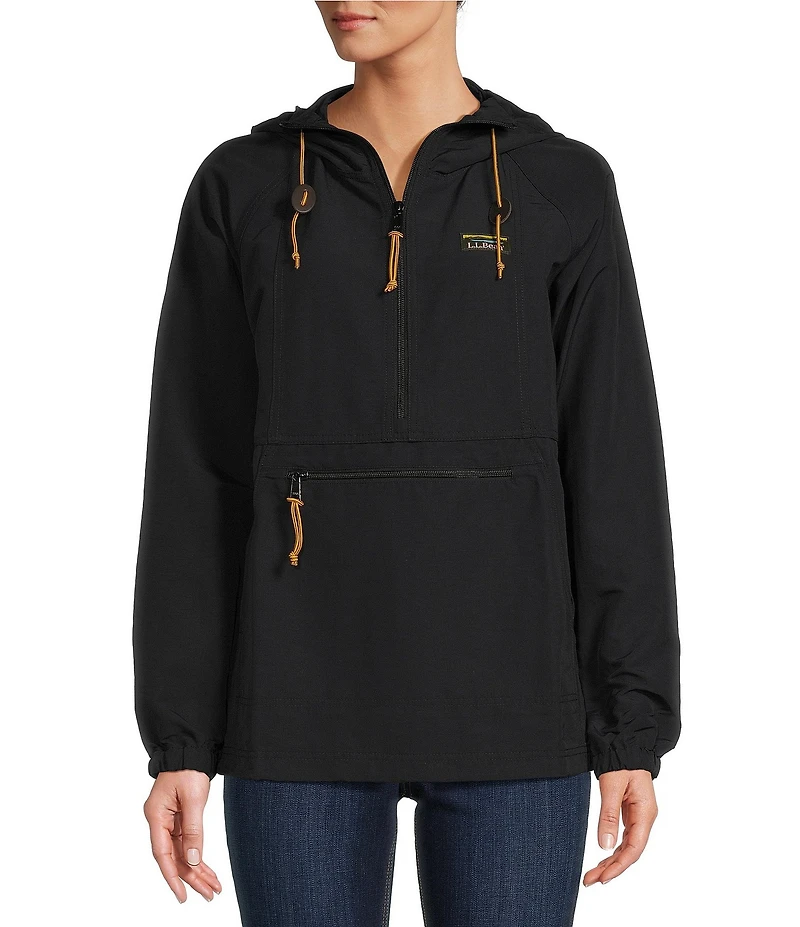 L.L.Bean Mountain Classic Anorak Stand Collar Long Sleeve Kangaroo Pocket Quarter-Zip Pullover Jacket