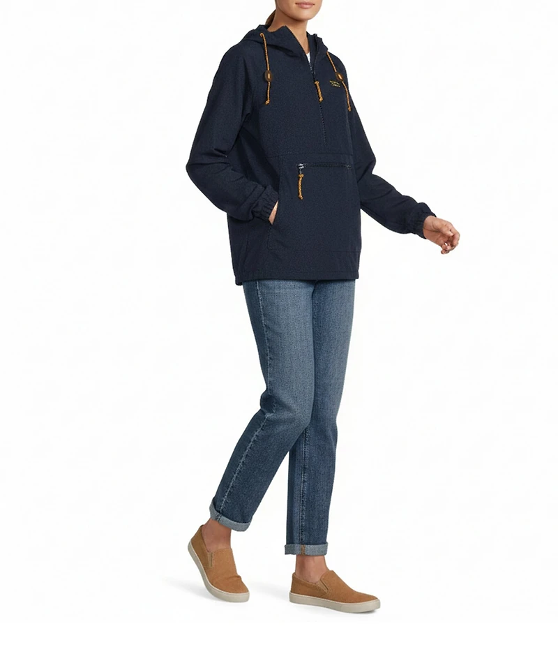 L.L.Bean Mountain Classic Anorak Stand Collar Long Sleeve Kangaroo Pocket Quarter-Zip Pullover Jacket