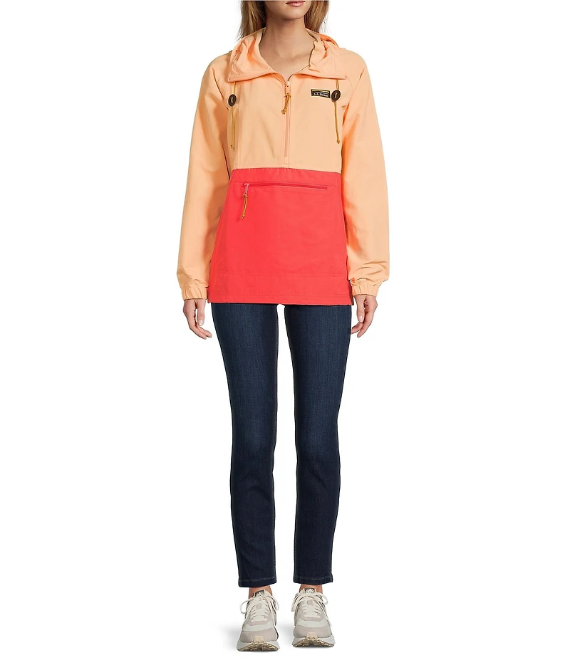 L.L.Bean Mountain Classic Color Block Hooded Kangaroo Pocket Weather Resistant Anorak Jacket