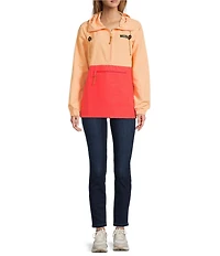 L.L.Bean Mountain Classic Color Block Hooded Kangaroo Pocket Weather Resistant Anorak Jacket