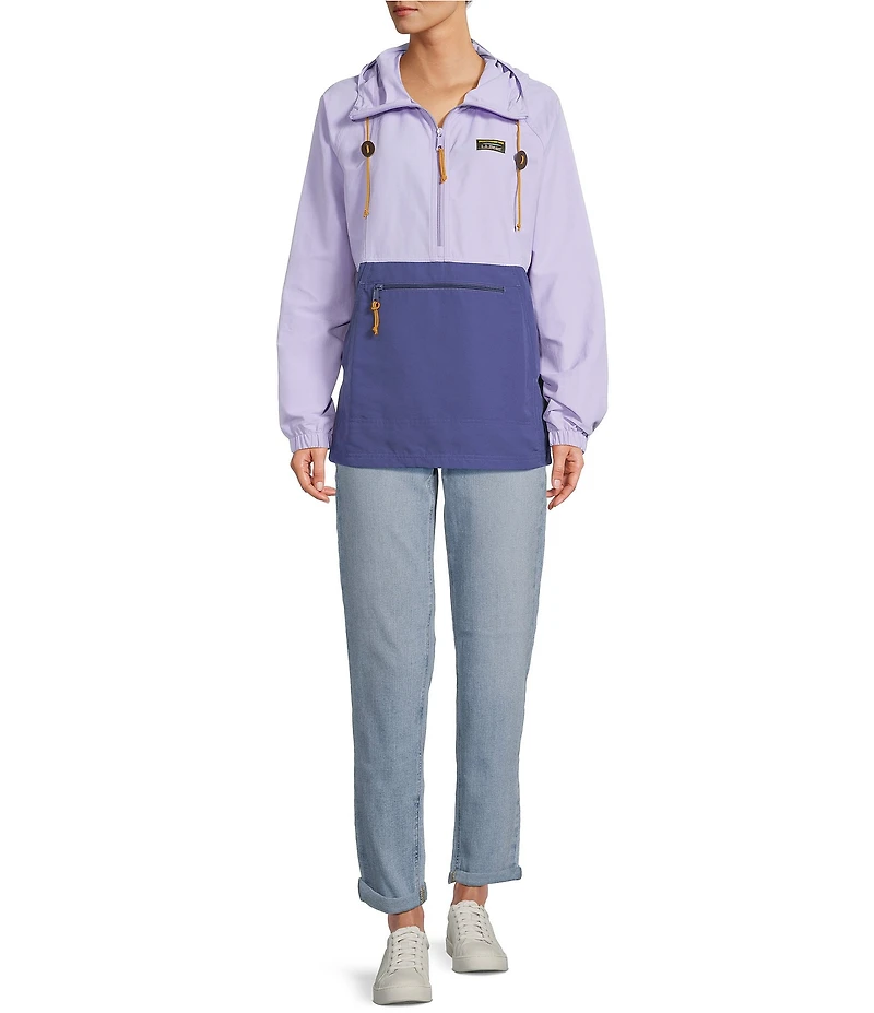 L.L.Bean Mountain Classic Color Block Hooded Kangaroo Pocket Weather Resistant Anorak Jacket