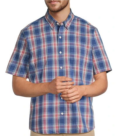 L.L.Bean Multi-Color Plaid Comfort Stretch Short Sleeve Woven Shirt