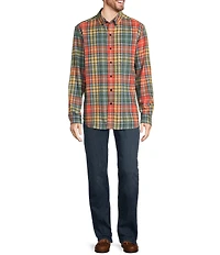 L.L.Bean Multi-Color Scotch Plaid Flannel Long Sleeve Woven Shirt