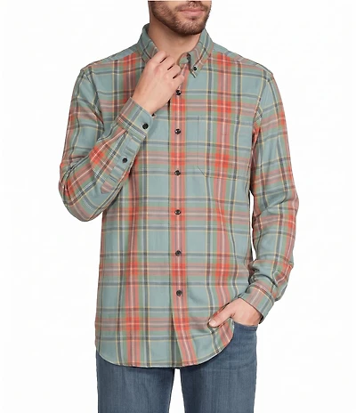 L.L.Bean Multi-Color Scotch Plaid Flannel Long Sleeve Woven Shirt