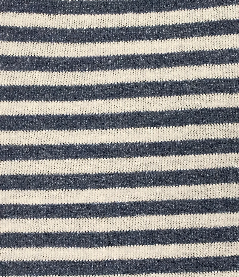 L.L.Bean Organic Cotton Slub Knit Stripe Print Crew Neck Long Sleeve Sweater