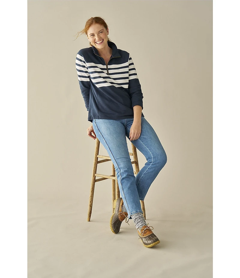 L.L.Bean Peaks Island Mock Neck Quarter Zip Raglan Long Sleeve Jacket