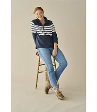 L.L.Bean Peaks Island Mock Neck Quarter Zip Raglan Long Sleeve Jacket