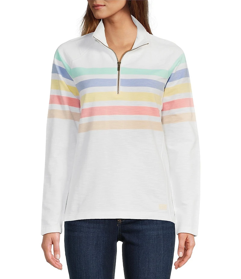L.L.Bean Peaks Island Mock Neck Quarter Zip Raglan Long Sleeve Jacket