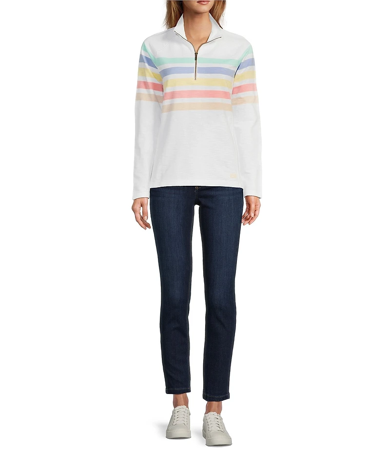 L.L.Bean Peaks Island Mock Neck Quarter Zip Raglan Long Sleeve Jacket