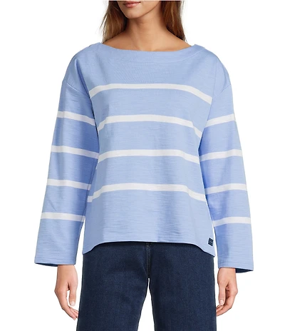 L.L.Bean Peaks Island Striped Boat Neck Long Sleeve Sweater
