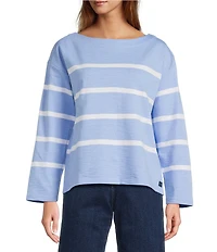 L.L.Bean Peaks Island Striped Boat Neck Long Sleeve Sweater