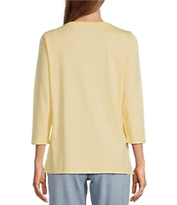 L.L.Bean Pima Cotton Crew Neckline Quarter Length Sleeve Tee