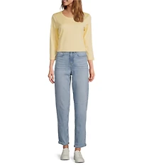 L.L.Bean Pima Cotton Crew Neckline Quarter Length Sleeve Tee