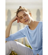 L.L.Bean Pima Cotton Crew Neckline Quarter Length Sleeve Tee