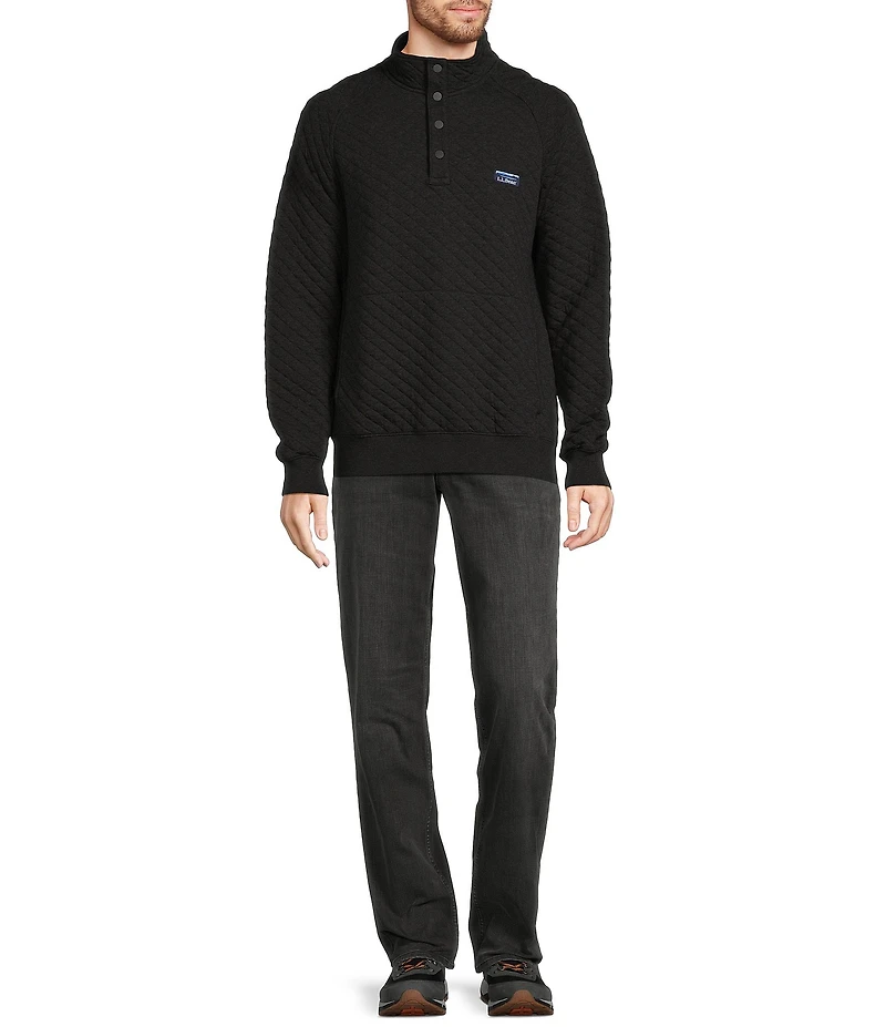 L.L.Bean Quilted 4-Button Snap Placket Sweatshirt