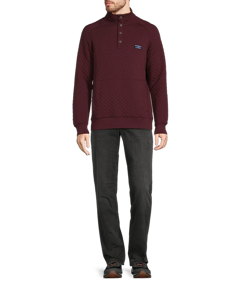 L.L.Bean Quilted 4-Button Snap Placket Sweatshirt