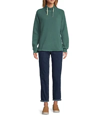 L.L.Bean Ridgeknit Crossneck Funnel Neck Long Sleeve Pullover