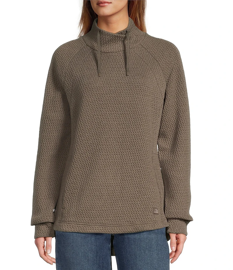 L.L.Bean Ridgeknit Crossneck Funnel Neck Long Sleeve Pullover