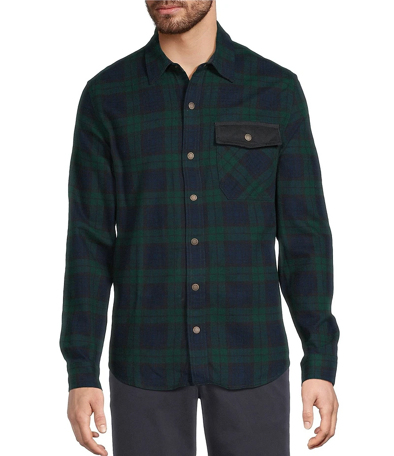 L.L.Bean Scotch Flannel Snap-Front Long Sleeve Woven Shirt