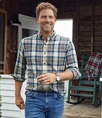 L.L.Bean Scotch Medium Plaid Portuguese Flannel Long Sleeve Woven Shirt
