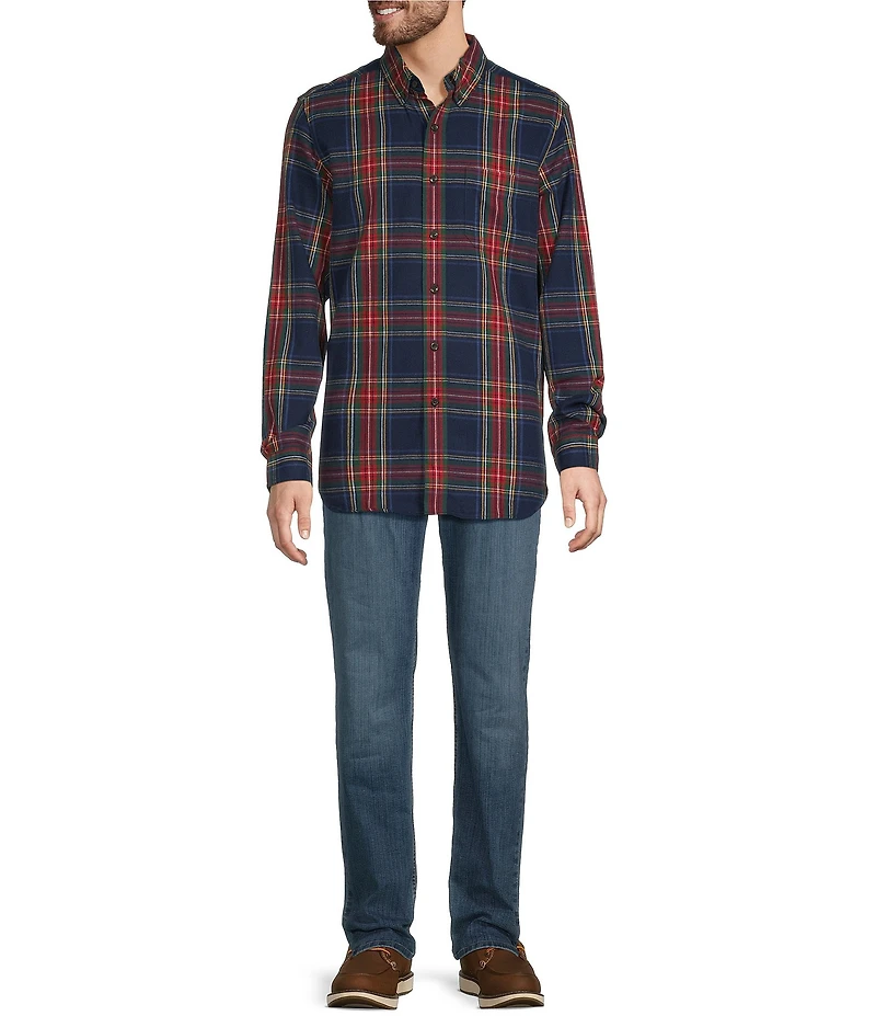 L.L.Bean Scotch Plaid Flannel Long Sleeve Woven Shirt