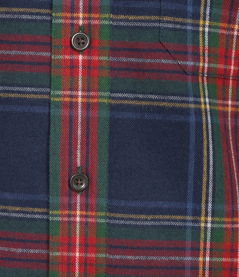 L.L.Bean Scotch Plaid Flannel Long Sleeve Woven Shirt
