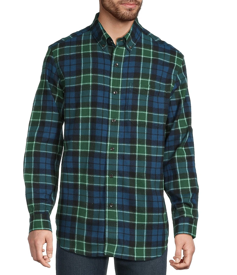 L.L.Bean Scotch Plaid Flannel Long Sleeve Woven Shirt
