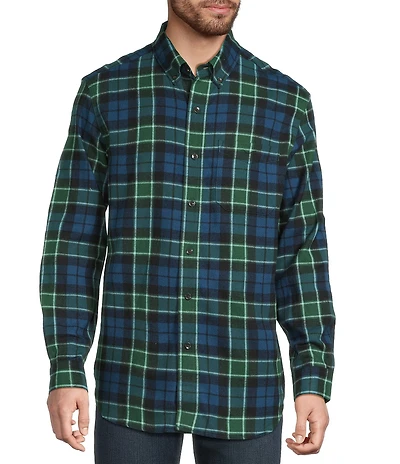 L.L.Bean Scotch Plaid Flannel Long Sleeve Woven Shirt