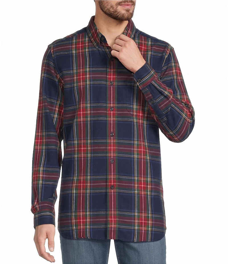 L.L.Bean Scotch Plaid Flannel Long Sleeve Woven Shirt