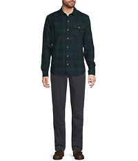 L.L.Bean Scotch Plaid Flannel Snap-Front Long Sleeve Woven Shirt