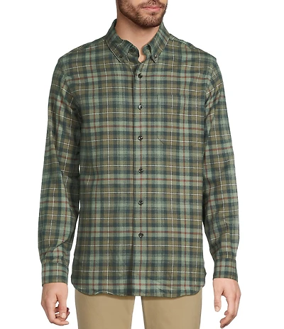 L.L.Bean Scotch Small Plaid Flannel Long Sleeve Woven Shirt