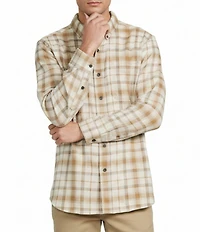 L.L.Bean Scotch Small Plaid Flannel Long Sleeve Woven Shirt