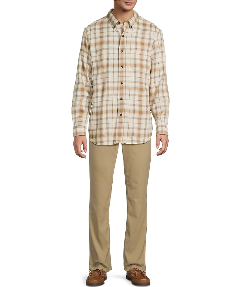 L.L.Bean Scotch Small Plaid Flannel Long Sleeve Woven Shirt