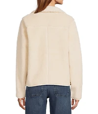 L.L.Bean Sherpa Fleece Stand Collar Long Sleeve Snap-Front Cozy Jacket