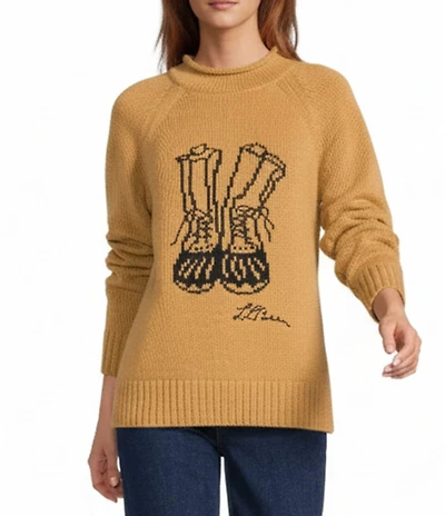 L.L.Bean Signature Original Heritage Barley Bean Boots Organic Cotton Rollneck Raglan Long Sleeve Pullover Novelty Sweater