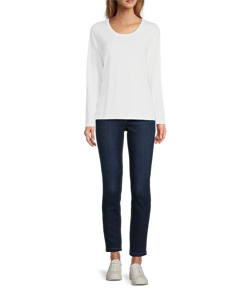L.L.Bean Soft Stretch Knit Supima® Cotton Blend Scoop Neck Long Sleeve Tee Shirt