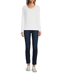 L.L.Bean Soft Stretch Knit Supima® Cotton Blend Scoop Neck Long Sleeve Tee Shirt