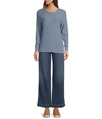 L.L.Bean Soft Texture Cotton Slub Roll Neck Long Sleeve Midweight Pullover